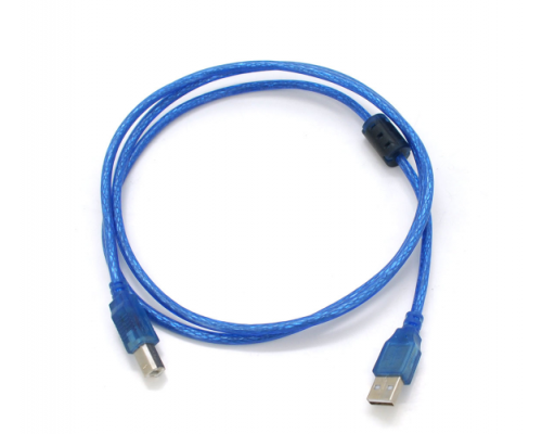 Кабель USB для принтера AM/BM, 1.5m, 1 феррит, синий